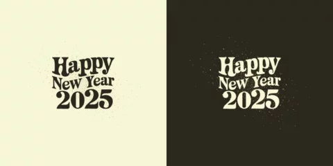 Fotobehang Classic design for writing happy new year 2025. for new year celebrations. Premium vector unique and clean design. © Listiana