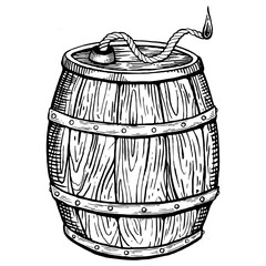 Powder keg engraving PNG illustration
