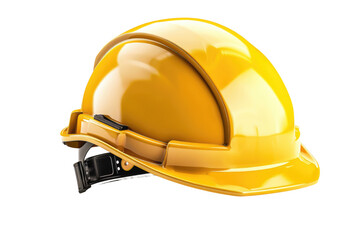 Sunshine Sentinel: Vibrant Yellow Hard Hat Against a Pure White Canvas. White or PNG Transparent Background.