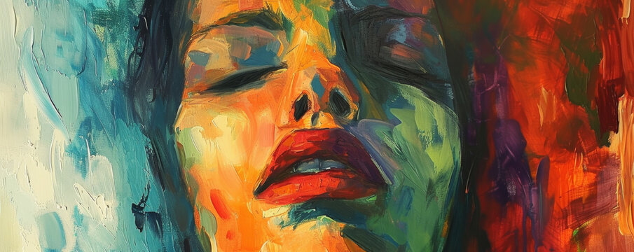 Abstract colorful portrait painting