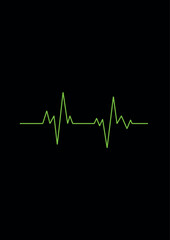 Green heartbeat line vector. Heart cardiogram line symbol. 