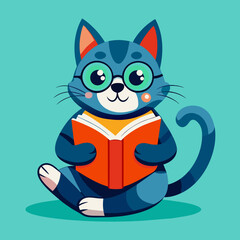 cat-reading vector design 