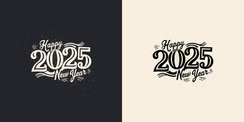 Classic and bold lettering happy new year 2025. New year celebration vector design. Premium vector unique and clean design. - obrazy, fototapety, plakaty