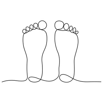 One continuous line drawing of bare foot elegance leg in simple linear style