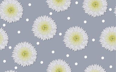Obraz premium Daisy flower seamless pattern white ox eye daisies floral ornamental decorative vector pattern design for textile fabric paper print wallpaper web light background texture