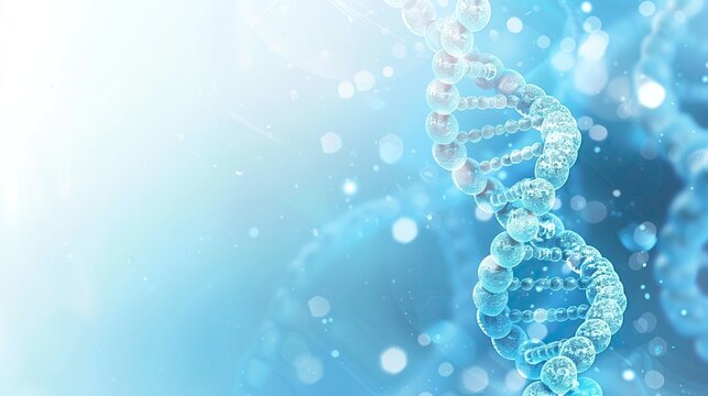 Biotech industries, show casing DNA double helix and cells, overall tone of the picture blue.