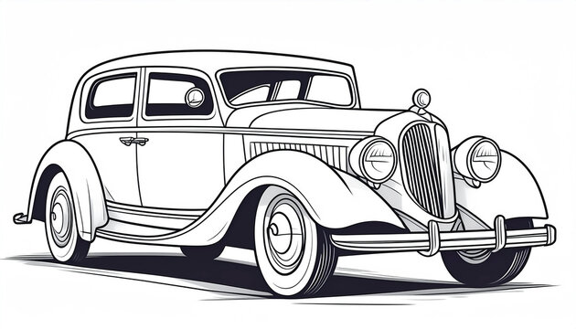 Antique car for a children's coloring book.