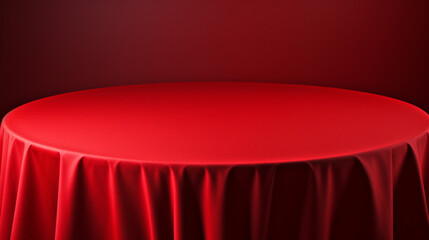 An empty round table with a cloth on it сreated with Generative Ai