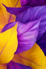 An extreme close-up of delicate petals where yellow gradients into purple, highlighting texture