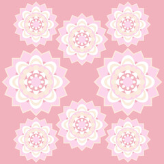 Pink flower mandala pattern abstract background, colorful geometric shapes, graphic design illustration wallpaper