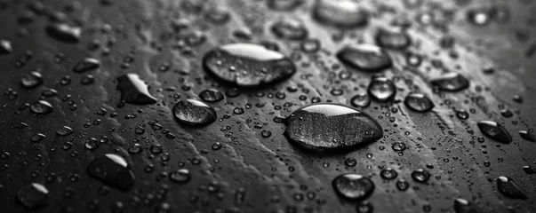 Poster Close-up of water droplets on a dark surface © LabirintStudio