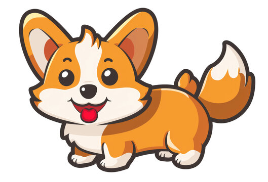 Adorable corgi puppy illustration with playful expression isolated on transparent background