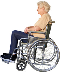 Seniorin mit Querschnittlähmung im Rollstuhl
