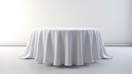 An empty round table with a cloth on it сreated with Generative Ai