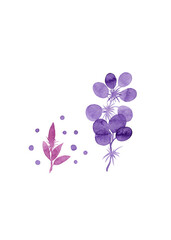 Fantasy flowers in watercolor for your design. Purple branches