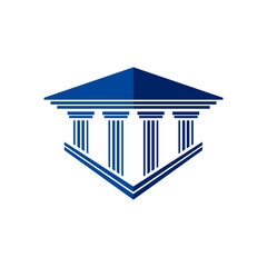 Bank, museum or library icon. Classical architecture building with columns. flat vector illustration easy to edit and customize. . Column pillar parthenon landmark. Vector illustration flat architectu