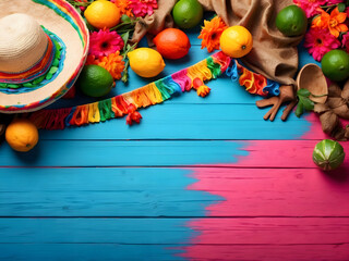Fototapeta na wymiar Cinco de Mayo holiday background with ample space for creative text design.