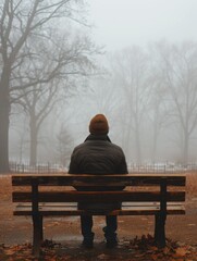 A lonely man is alone in the world, sad, powerless and tired. Loneliness, poverty, depression and panic attack