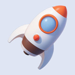 cartoon illustration of rocket isolated on white background