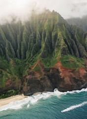 Aerial view of Na Pali Coast, Kauai Island, Hawaii - 775210425