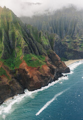 Aerial view of Na Pali Coast, Kauai Island, Hawaii - 775210430