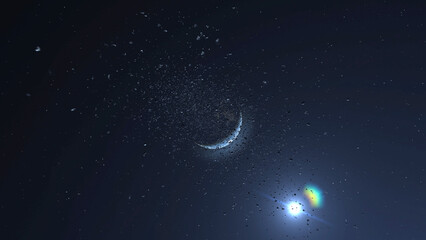 Obraz na płótnie Canvas Camera inside meteor shower Heading planet Earth Outer space cinematic View, 4K, 2024 