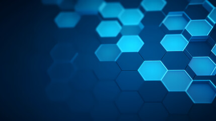 Fototapeta premium Blue abstract hexagon pattern, glowing medical wallpaper