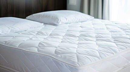 luxurious white mattress protector, ensuring hygiene and comfort. Showcase its waterproof, stain-resistant features for a peaceful night's sleep