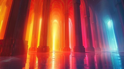 Fototapeta premium A castle built of music, where the walls vibrate with melodies, solid color background, 4k, ultra hd