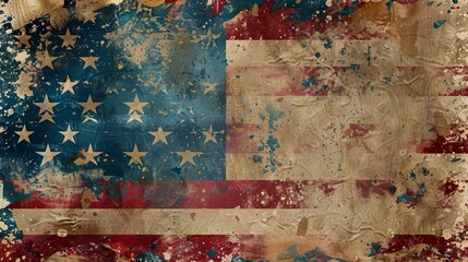 A creative background capturing the American spirit, with a central white space flanked by the iconic red and blue of the flag, ideal for national holiday greetings.