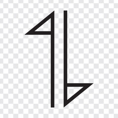 Up and down arrows line icon. Linear Double arrow icon up and down direction. 11:11