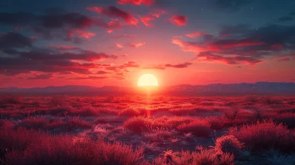 Foto op Plexiglas A solar farm at sunset, solid color background, 4k, ultra hd © Gefo