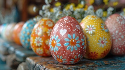 Easter eggs with symbols of peace and friendship, solid color background, 4k, ultra hd