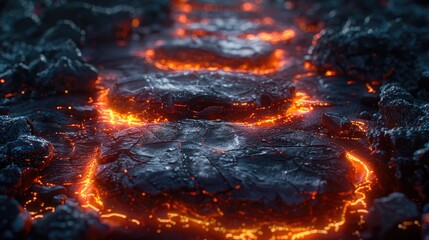 Lava simulated catwalk for extreme sports, solid color background, 4k, ultra hd - obrazy, fototapety, plakaty