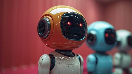 Pet care robots, solid color background, 4k, ultra hd