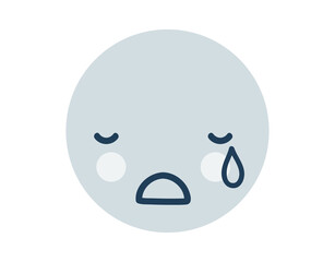 Blue crying round Emoji Icon. Object Symbol flat Vector Art. Cartoon element for web design, poster, greeting card