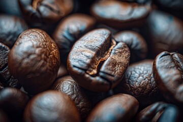 Macro Shot Of Roasted Coffee Bean Texture
