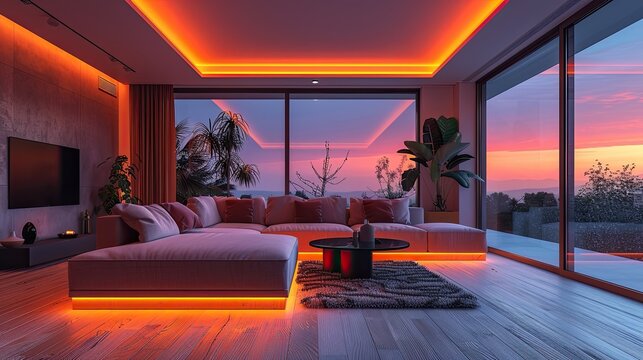 Smart home with full automation, solid color background, 4k, ultra hd