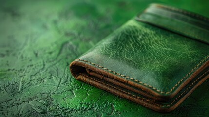 Smart wallet on a green background, solid color background, 4k, ultra hd