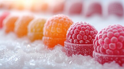Snow that smells like different kinds of fruit, solid color background, 4k, ultra hd - obrazy, fototapety, plakaty