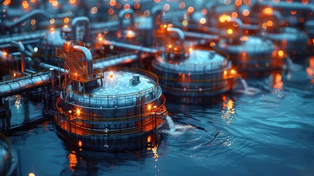 Smart systems for water management, solid color background, 4k, ultra hd