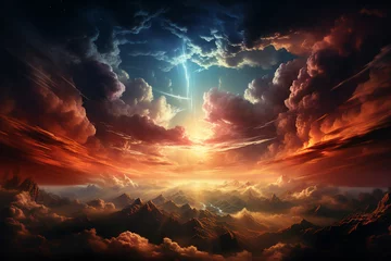 Fotobehang Photo wallpaper conceptual image made with generative AI of magic sky way to heaven © deagreez
