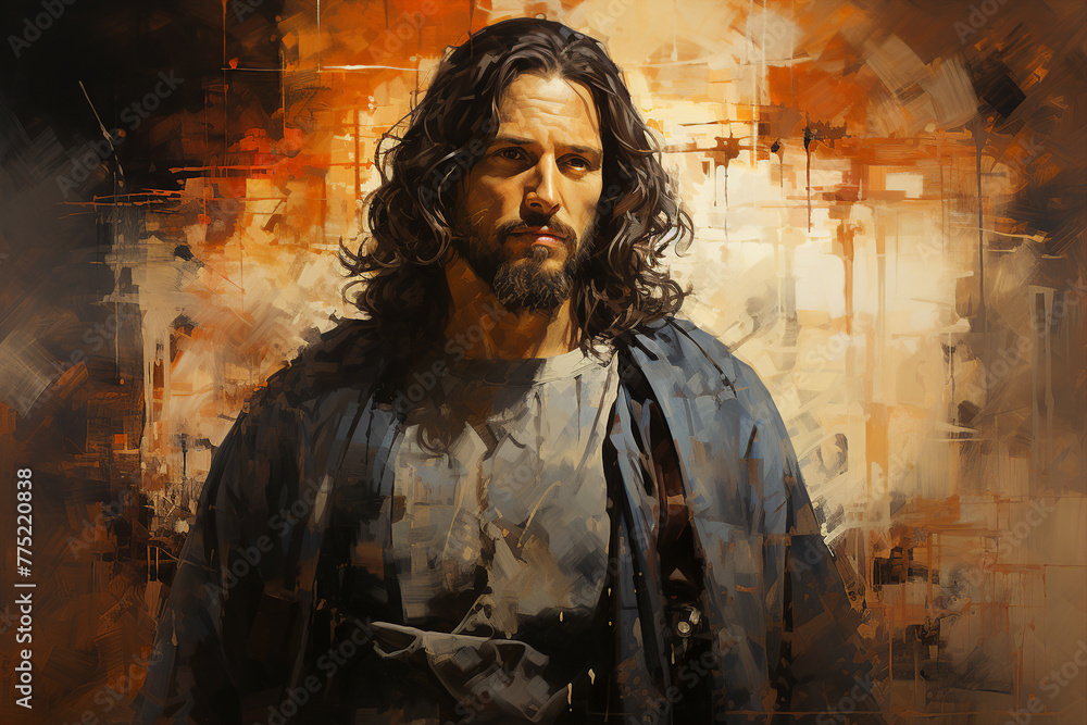 Wall mural generative ai portrait of jesus christ son of man