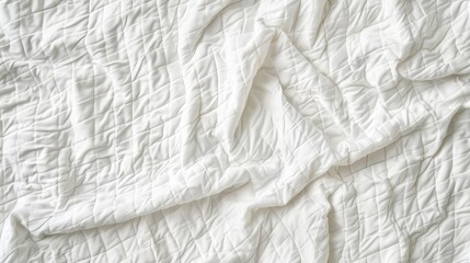 solid white quilted blanket showcasing a blank quilted pattern with visible dashed stitch lines. Embrace simplicity and elegance in home decor with this minimalist design. - obrazy, fototapety, plakaty