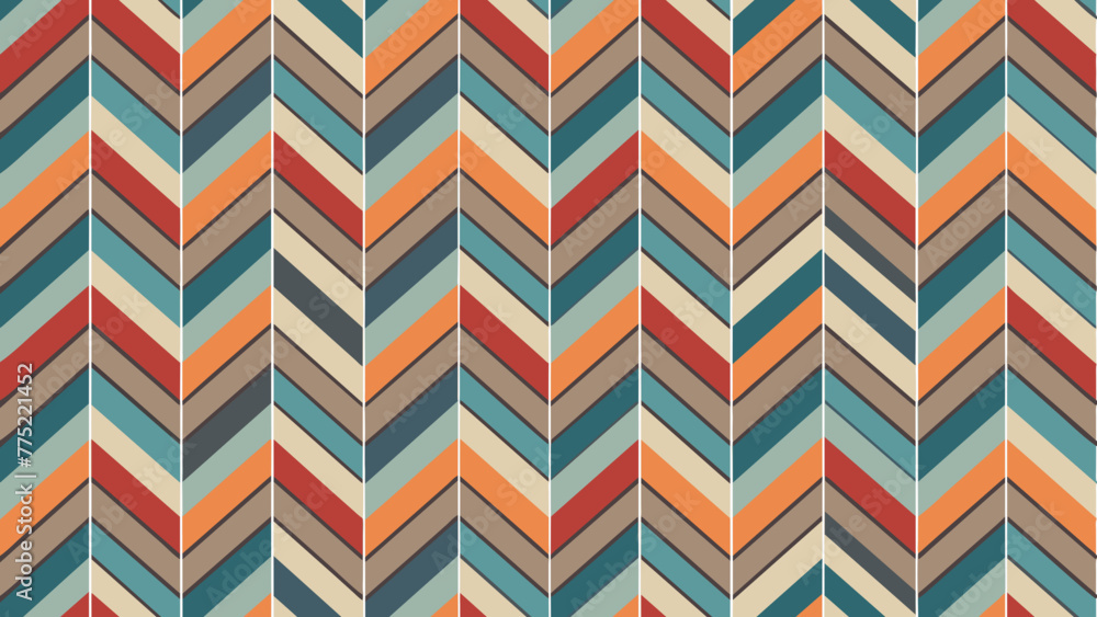 Poster seamless pattern with colorful zigzag stripes in retro style
