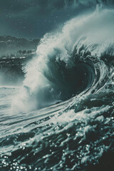Powerful Water Forces, Dark Blue Close-Up of Crashing Ocean Waves