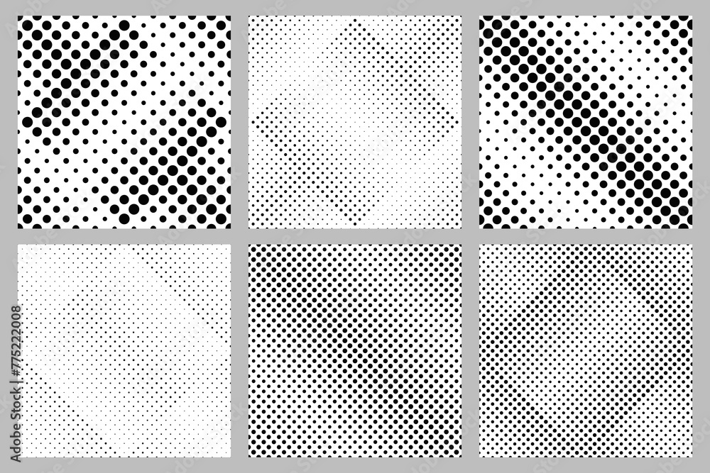 Poster Geometrical seamless abstract circle pattern background set -  vector graphic from circles
