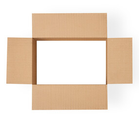 Cardboard an empty open box on an empty background. with an empty transparent bottom. View from...
