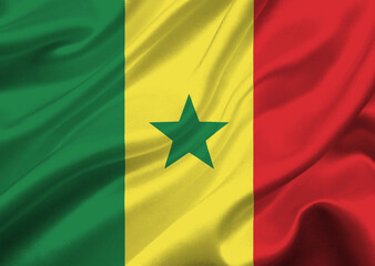 Senegal flag waving in the wind.