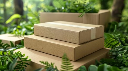 Green packaging solutions for shipping, eco-encased, planet preserved - obrazy, fototapety, plakaty